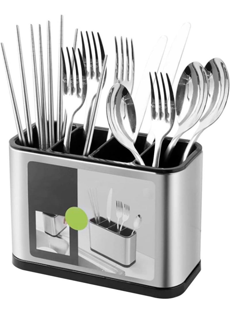 صفاية معالق استاليس *بلاستيك مقسمه الي 4 خانات بقاعدة منفصلة لتصفية المياة وكمان القاعدة مزودة بمزراب - Image 1